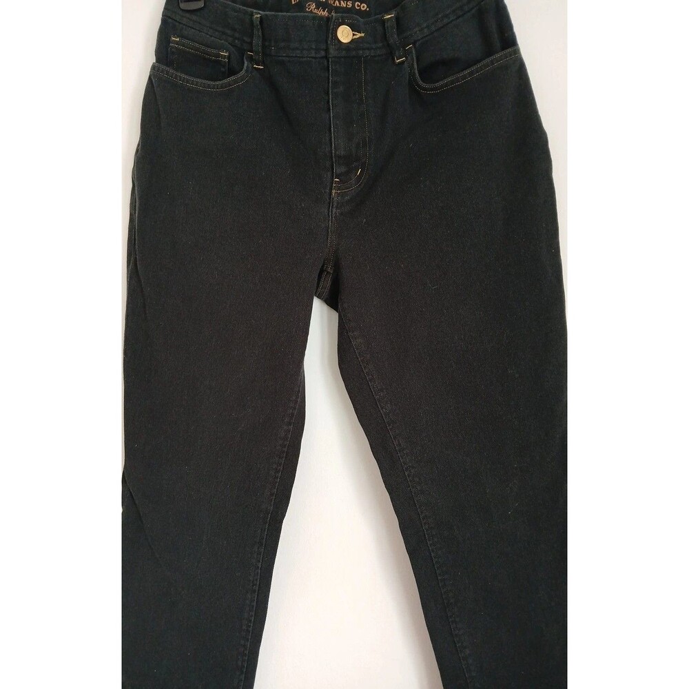 Lauren Jeans Co. Ralph Lauren Black Straight-Skinny Gold Stitch/Button Size 4 - Picture 2 of 16